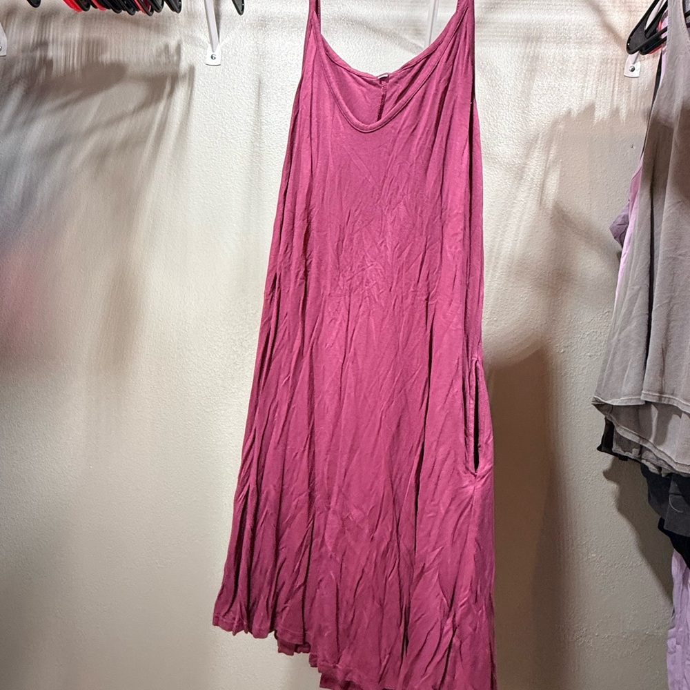 ⚡️Pink Flowy Sleeveless Midi Dress 3X Pockets Casual Boho